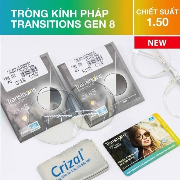 Tròng Kính Đổi Màu Essilor Transitions Signature Gen S Xám Khói váng phủ Sapphire HR - Ảnh 4