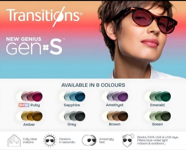 Tròng kính đơn tròng đổi màu Essilor Gen S với 8 màu thời trang váng Crizal - Ảnh 3